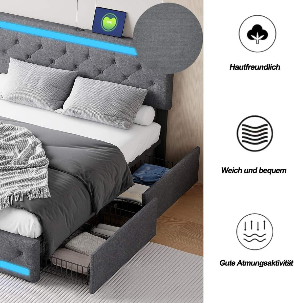 TruComfort Luminara Smart RGB LED Bed